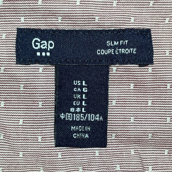 Gap Dress Shirt Mens Size Large Purple Polka Dot Long Sleeve Button Up Slim Fit - Picture 5 of 8